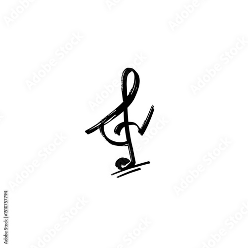 Ink treble clef signifies musical composition on white background simplicity