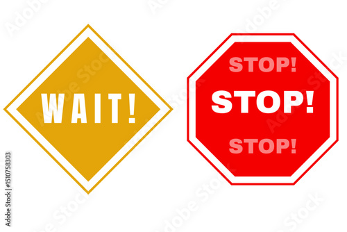 Stop and Wait Icons Set – Traffic Light Color Symbols in Red, Yellow, and Green for Road Signs, UI Alerts, and Safety Design

