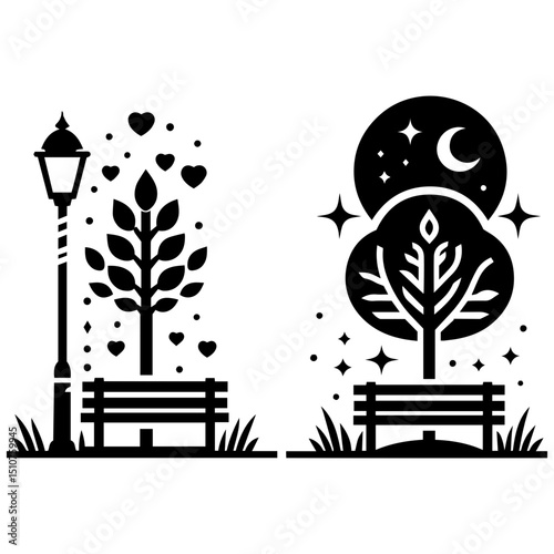 Celebrating love in a cozy park setting with softly glowing lanterns