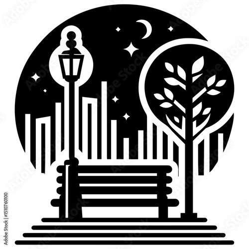 A love story unfolding in a peaceful park setting under glowing lamps