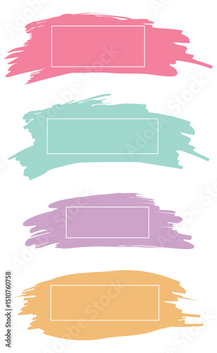 Three colored paint strokes with frame and place for text - Vector illustration