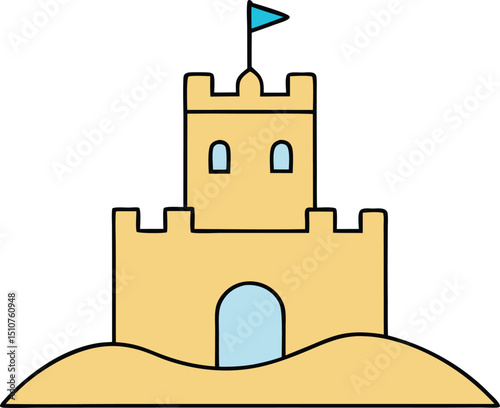 sandcastle icon clipart vector on transparent background