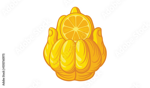 Golden hands holding a juicy buddha s hand citron slice