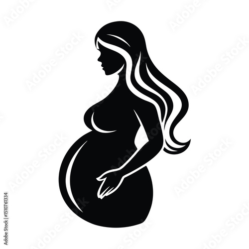 Pregnant Woman Silhouette isolated on white background