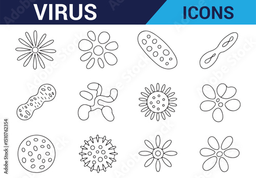 Abstract virus and bacteria sketches for scientific diagrams and healthcare-related designs.