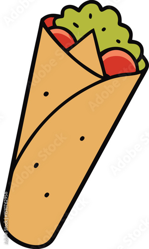 shawarma wrap icon clipart vector on transparent background