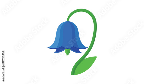 Single bluebell flower illustration flat design