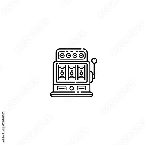 Classic slotmachine icon spins reels in casino minimal illustration