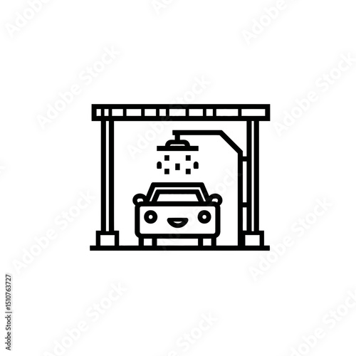 Automobile washes inside automated structure cleaning process detailed view