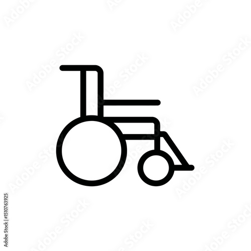 Wheelchair icon shows mobility aid in clean style symbol