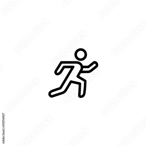 Running icon person sprints dynamically across minimalist design speed symbol
