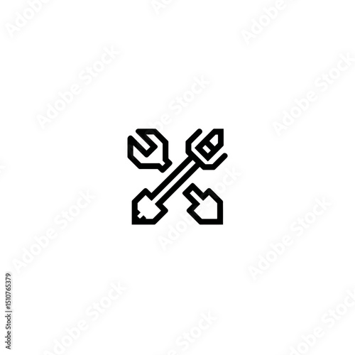Wrench bolts rotate repair service equipment minimal isolated graphic