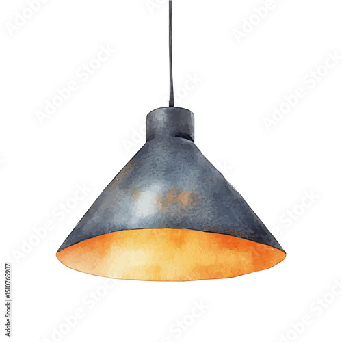 Minimalist Pendant Lamp, watercolor clipart vector, high quality, isolated on a white background.