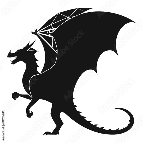 Silhouette of a majestic dragon with wings