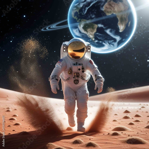 Weightless Sand Dance with Astronaut on Alien World