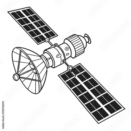 Communication satellite in space orbit illustration