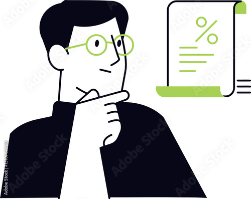 Analyzing discount offer illustration for financial planning and investment decisions concept design asset vector art illustration