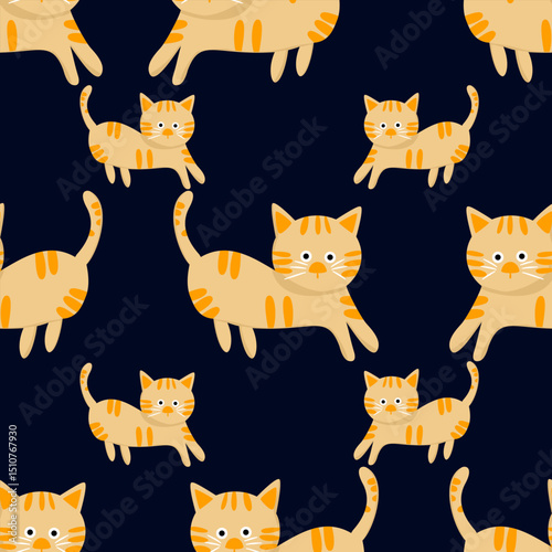 Playful orange cats on dark background
