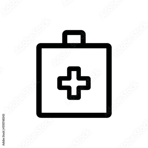 First aid kit icon displays safety aid concept symbol outline simple