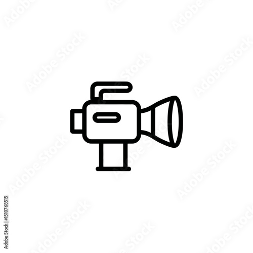 Camera icon records video on white background detail