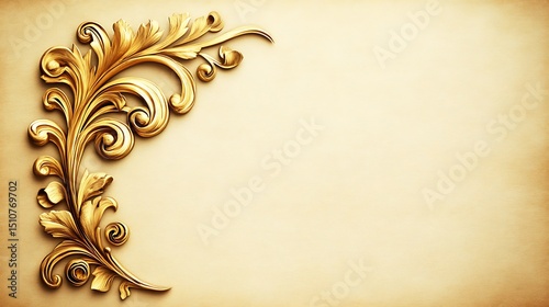 Wallpaper Mural Ornate gold corner design on aged parchment Torontodigital.ca