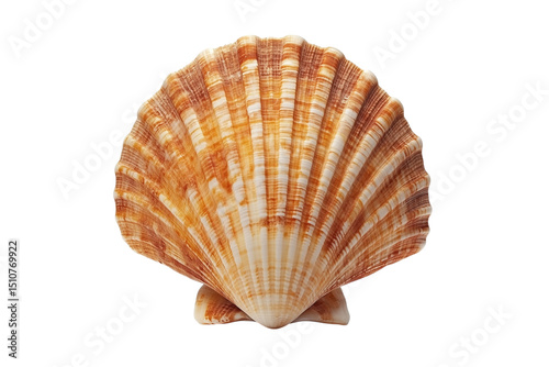 Single scallop shell seashell isolated on transparent background