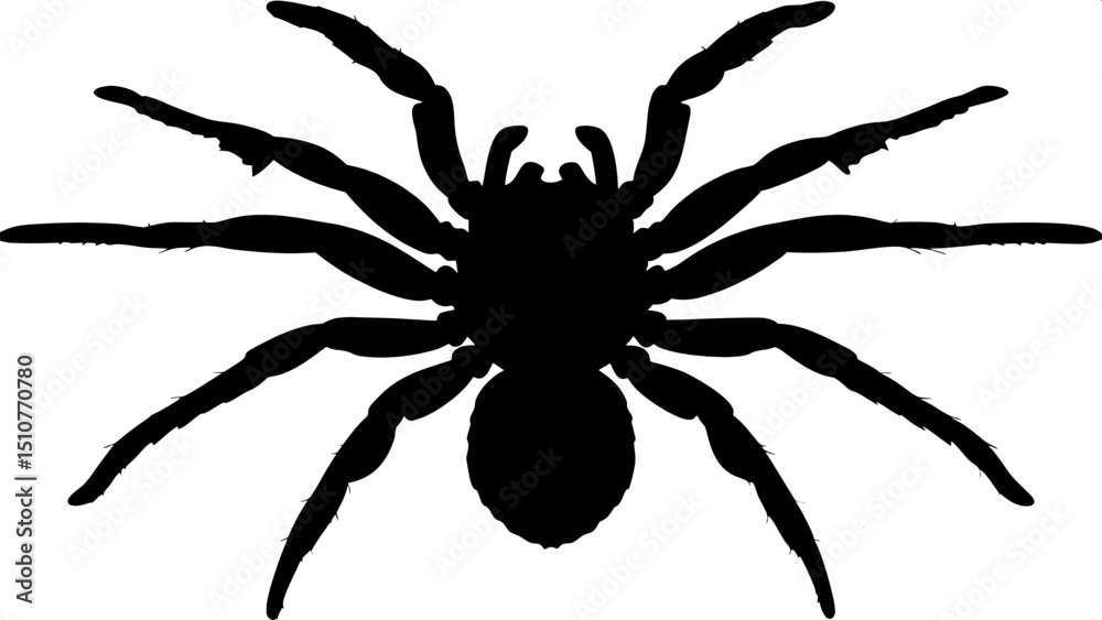 Obraz premium Silhouette of a jumping spider, symmetrical front view, isolated, minimalist design