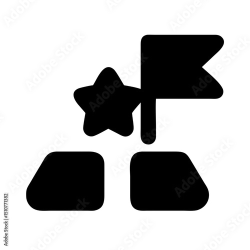 Victory, achievement Vector pictograms of trophy, first place medal, celebration, laurel wreath, crown, and winner podium silhouette  illustration.