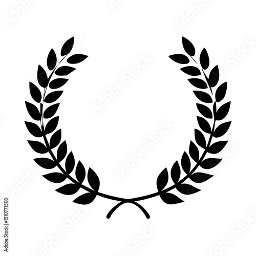 Victory, achievement Vector pictograms of trophy, first place medal, celebration, laurel wreath, crown, and winner podium silhouette  illustration.