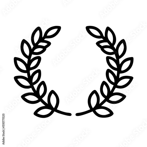 Victory, achievement Vector pictograms of trophy, first place medal, celebration, laurel wreath, crown, and winner podium silhouette  illustration.