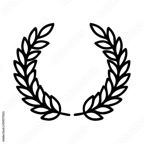 Victory, achievement Vector pictograms of trophy, first place medal, celebration, laurel wreath, crown, and winner podium silhouette  illustration.
