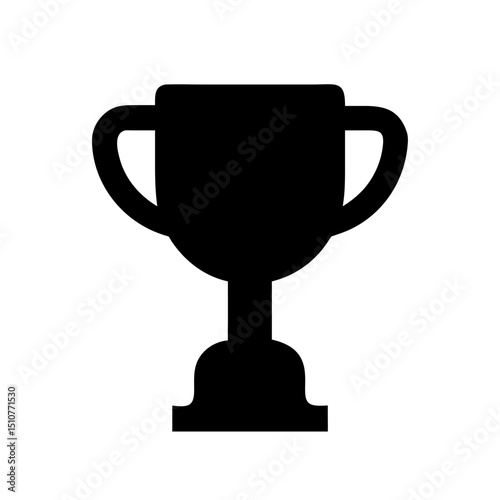 Victory, achievement Vector pictograms of trophy, first place medal, celebration, laurel wreath, crown, and winner podium silhouette  illustration.