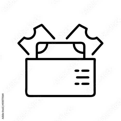 Ticket wallet with movie tickets and money inside  
