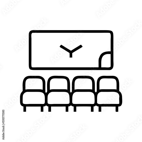 Cinema hall with empty seats and screen displaying content  