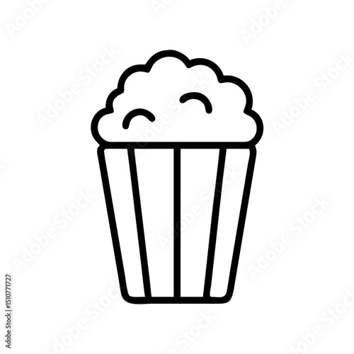 Popcorn in striped paper cup on white background  