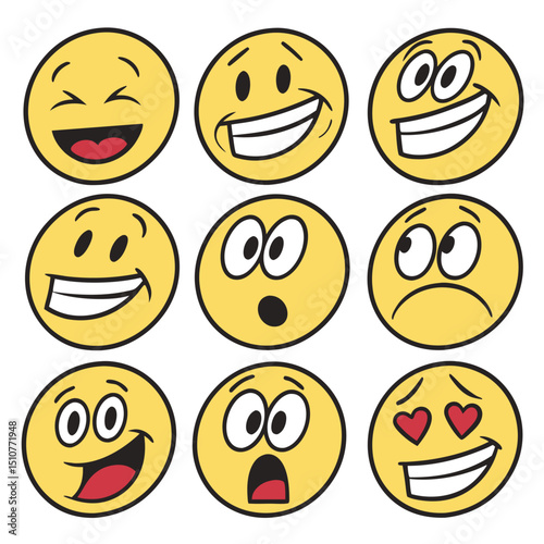 Single emoji face icon with various expressions