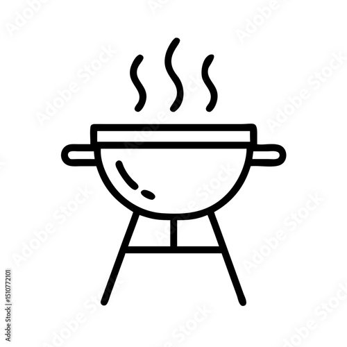Classic barbecue grill with steam rising in a minimalist style  