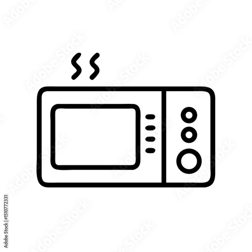 Microwave oven icon in simple line art design  