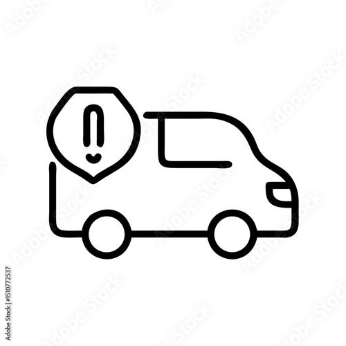 Delivery van icon with safety shield symbolizing secure transport  