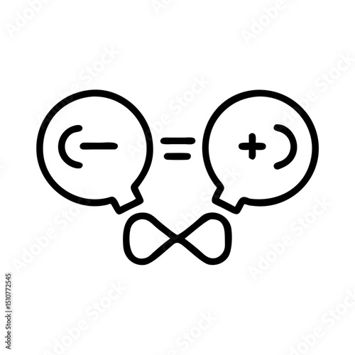 Line art symbols for positive and negative emotions with infinity  