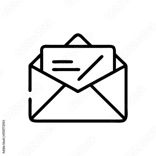 Email envelope icon with letter inside in minimal line style  
