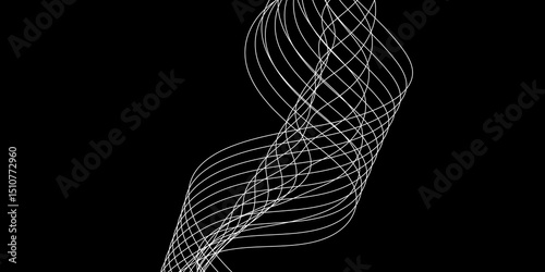 Abstract black background with a glowing abstract waves. Abstract wave element for design. Digital frequency track equalizer, Futuristic background design. Long exposure, Light painting photography.