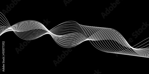 Abstract black background with a glowing abstract waves. Abstract wave element for design. Digital frequency track equalizer, Futuristic background design. Long exposure, Light painting photography.