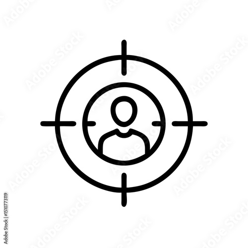 Target icon featuring a person in center of crosshairs  