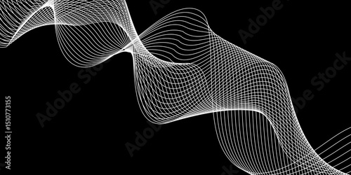 Abstract black background with a glowing abstract waves. Abstract wave element for design. Digital frequency track equalizer, Futuristic background design. Long exposure, Light painting photography.