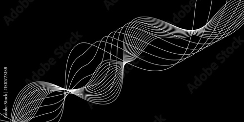 Abstract black background with a glowing abstract waves. Abstract wave element for design. Digital frequency track equalizer, Futuristic background design. Long exposure, Light painting photography.