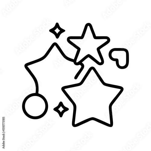 Outline of various stars and shapes in minimalist design  