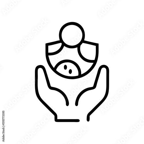 Hands holding abstract figure symbolizing care and support  