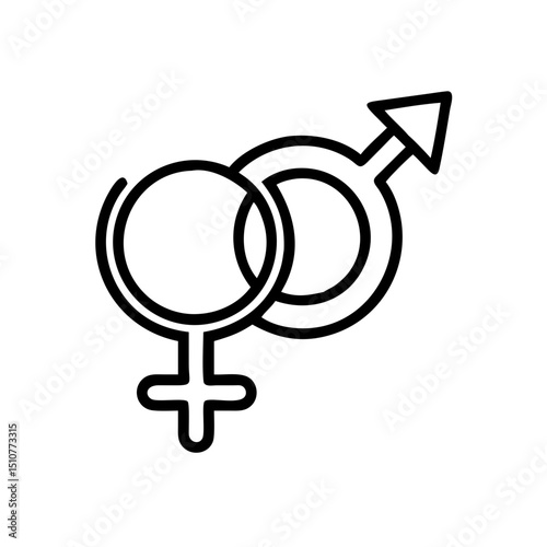 Gender symbols representing equality in minimalist line art style  