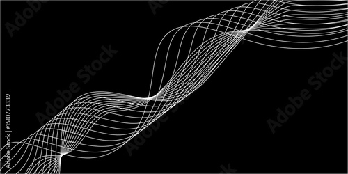 Abstract black background with a glowing abstract waves. Abstract wave element for design. Digital frequency track equalizer, Futuristic background design. Long exposure, Light painting photography.